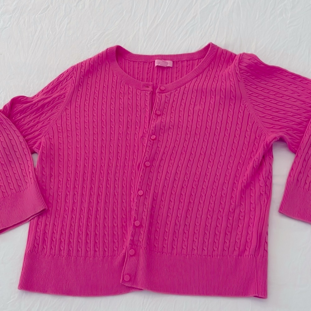 Lilly Pulitzer Hot Pink Cable Knit Cardigan